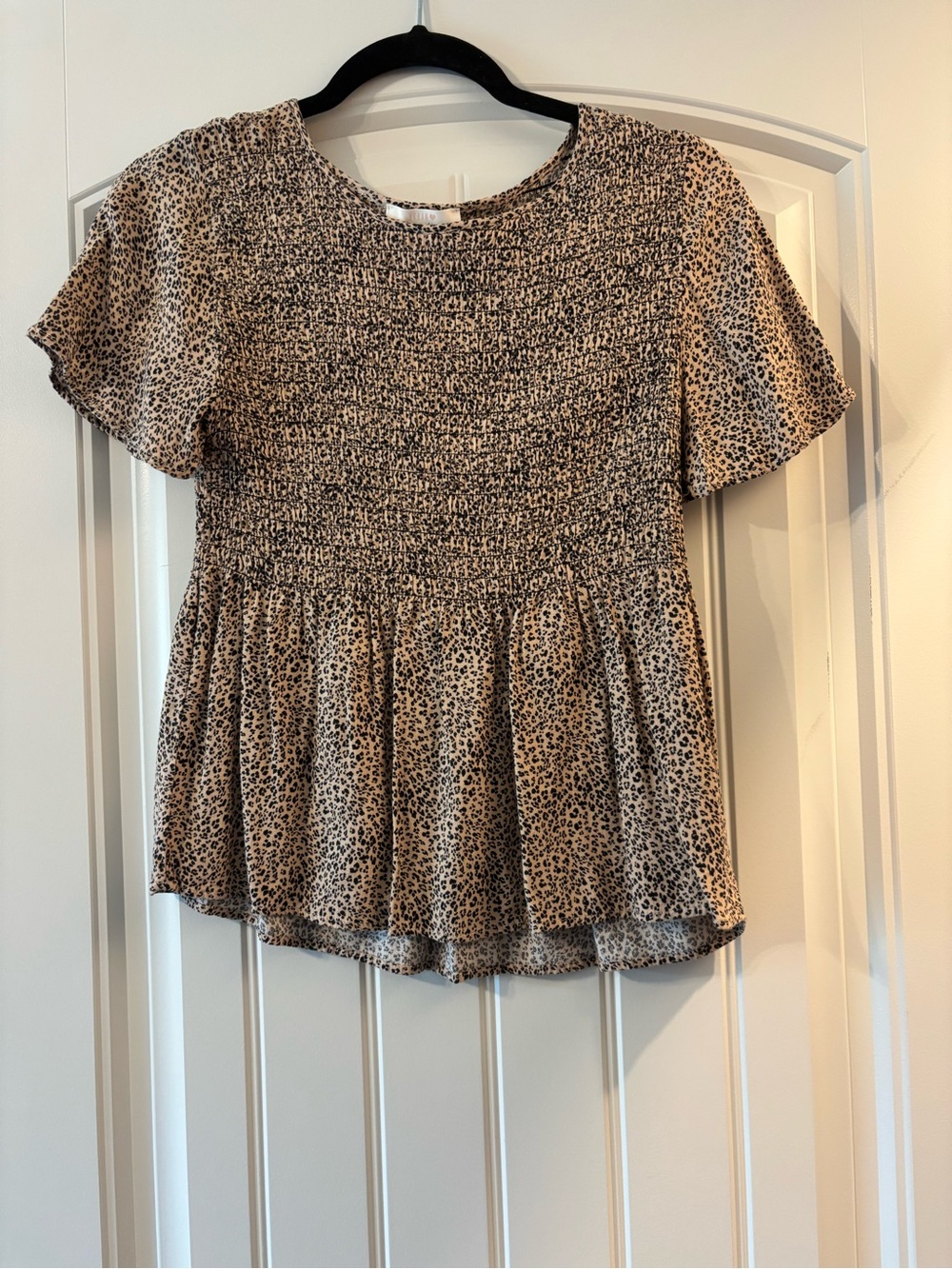 URBAN Romantics Beige and Black Smocked Peplum Top